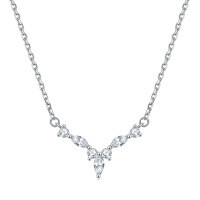 wholesale 925 Sterling Silver Zircon Crystal Pendant Necklace for Women, Small and Chic Cross-border New Design Clavicle Chain, Wholesale-Platinum>925 silver