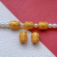 wholesale Gold-plated S925 ancient silver engraved eight guardian deity barrel beads spacer beads waist beads prayer beads accessories for DIY antique play-One barrel bead