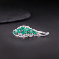 wholesale S925 sterling silver angel wing gemstone ring with natural topaz, green chalcedony, and garnet for women-0-0