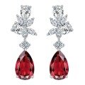wholesale [925 Silver Gold Plated] Cross-border independent station hot-selling 3-carat lab-grown ruby with moissanite pear drop earrings-0-4