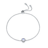 wholesale S925 Sterling Silver Versatile Minimalist Natural Creamy Blue Moonstone Gemstone Bracelet Gift for Women-Natural Cream Blue Moonstone Bracelet