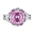 wholesale Metal: 925 Silver New Style 75 Carat Rouge Pink Lotus Flower Ring for Women, Luxurious High-end Feel Ring-0-4