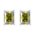 wholesale 925 Sterling Silver Rectangle Gemstone Zircon Ear Studs, European and American Fashion Minimalist Crystal Birthstone Earrings, Niche Wholesale-0-12