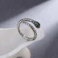 wholesale Silver-toned European and American serpent open-ring for women, minimalist style, niche aesthetic, edgy and bold, fashionable statement piece, adjustable index finger ring-0-2