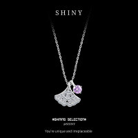 Sterling Silver Full-Set Lavender Moissanite Necklace, Sweet and Versatile-S925 sterling silver + 50 points purple moissanite  925 silver