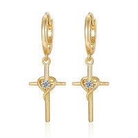 wholesale S925 Sterling Silver Moissanite Cross Ear Studs Infinity Symbol Fashion Trendy Minimalist Versatile Earrings-Type B Gold>925 Silver