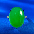 wholesale [] 925 Silver Plated with High Ice Green Chalcedony 15*20mm Agate Ring-0-5