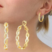 wholesale S925 Sterling Silver Exaggerated Fashion Bohemian Zircon Micro-Inlaid Braided Hoop Earrings for Amazon-Outer diameter 20mm-gold