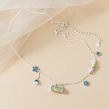 wholesale 990 Sterling Silver Small Fresh Enamel Drip Oil Necklace, Ins-style Colorful Floral Bag Necklace Y02149-0-3