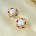 wholesale Sterling Silver New 7mm Synthetic Pearl Earrings Vintage Style TikTok Hot Seller-0-2