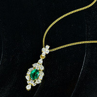 wholesale S925 Silver New 6*8 Oval 2ct Muzo Green Lab-Grown Emerald Minimalist Pendant by Shipei Jewelry-Muzo color cultivated emerald 6*8; J3【P3491】&gt;Single pendant