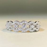 wholesale S925 Sterling Silver Women's Fairy Lace Ring with Zircon VA, Verdant Queen Palace Style Versatile Wholesale Ring-White-CBJZ544 US size 8