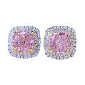 wholesale S925 silver new 8*8mm padparadscha high-carbon diamond square stud earrings for women, fashionable and versatile-0-4