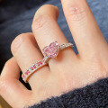 wholesale S925 Sterling Silver New Zhuo Zhifan Jewelry 7*9mm Imported Cherry Pink Heart-shaped Ring for Socialite Style Daily Fashion-0-2