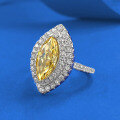 wholesale 925 Silver New ZHUO Zhifang 6*13mm Marquise Yellow Diamond Ring for Women with Luxurious Euro-Style Setting-0-1