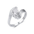wholesale 925 Silver Gold Moissanite Ring with Waterdrop Main Stone and Wavy Curved Design, Popular Style for Women-0-6