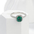 wholesale S925 Silver Lab-Grown Emerald Cushion-Cut 15ct Ring Fashionable and Versatile Direct Factory Stock-0-1