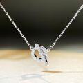 wholesale S925 Sterling Silver Women's Pig Nose Pendant Full Diamond O-Shaped Necklace Minimalist High-End Collarbone Chain Direct Factory Wholesale-0-4