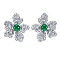 925 Silver Emerald Zircon Rose-Cut Diamond Luxury Stud Earrings for Women-0-3
