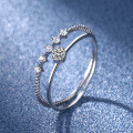 wholesale Metal S925 Sterling Silver Plated with White Gold, Moissanite Double Stackable Ring for Women, Slim and Delicate Row Ring, Pinky Ring Wholesale-0-0