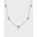 wholesale S925 Sterling Silver Geometric Oval Inlaid Diamond Necklace for Women, Niche, Unique, Vintage, Textured, French, High-End, Elegant-0-0