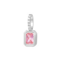 wholesale S925 Sterling Silver French Zodiac Necklace With Colorful Zircon Pendant-A3809-Pink Zirconium/White Gold_Pendant 925 Silver