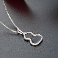 wholesale S925 Silver Plated Zircon Pendant, Minimalist Bohemian Drop Accessory Necklace, Japanese Korean Style Gourd-shaped Collarbone Chain for Women-0-2
