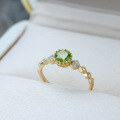 wholesale Japanese-style luxury jewelry, lace hollow-out women's ring, pastoral and fresh green peridot ring, available for direct wholesale from the manufacturer-0-1