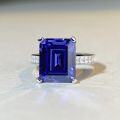 wholesale 925 Sterling Silver Women'sTanzanite Diamond Ring Classic Four-Prong Gemstone Ring 10X12 Factory Direct-0-2