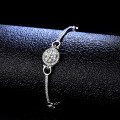 925 Sterling Silver Moissanite Round Bead Simple Bracelet for Women-0-0