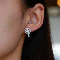 925 Sterling Silver Four-Leaf Clover Earrings with D Color Moissanite, Hip-Hop Style-0-1