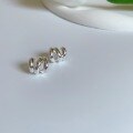 wholesale S925 Sterling Silver Three-Layer Curved Ear Studs Minimalist Geometric Semi-Circular Earrings Twisted C-Shaped Earrings Versatile Women's Earrings-0-5