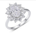 wholesale S925 Gold-Plated Oval Moissanite Sunflower Ring for Women, Minimalist Luxury Style, Best-Seller-0-4