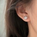 wholesale Sterling Silver S999 Camellia Stud Earrings for Women, Minimalist Niche Luxury Inlaid Floral Earrings, High-End Fashionable Ear Accessories-0-3