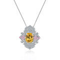 wholesale S925 Sterling Silver Large Carat Natural Topaz Pendant Necklace with Yellow, Purple, and Pink Crystals-0-7
