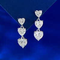 wholesale S925 silver new three-heart earrings for women,ins-E576 Three Heart Earrings>925 Silver