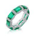 wholesale S925 Sterling Silver Light Luxury Geometric Four-Leaf Clover Stackable Ring for Women, Green and Versatile-0-5