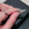 Sterling Silver Shimmering 3D Bow Full-Sparkle Diamond Ring, Ribbon-Knot Design-0-0