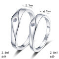 S925 Sterling Silver Moissanite Couple's Ring Simple Solitaire Fashion Band-0-3