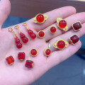 wholesale S925 Gold-Plated Natural Red Agate Accessories, Necklace Bracelet Pendant Hanging Ornament DIY Silver Jewelry Accessories Materials-0-0