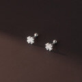 wholesale 925 Silver Floral Sweet Ear Studs Korean Style Elegant Diamond-Inlaid Threaded Four-Petal Flower Ear Accessories M00525-0-0