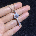 S925 Sterling Silver 50-Point Moissanite Lock and Key Necklace-0-1