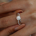 S925 Sterling Silver Moissanite Ring, Hollow Four-Prong Crown Design-0-2
