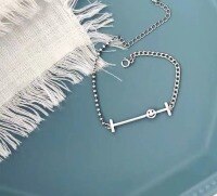 wholesale S925 Silver Smiley Retro Light Luxury Women's Minimalist Bracelet-xb984-white gold