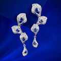 wholesale 925 Silver New Small Batch Design Royal Blue Plain Leaf Earrings Light Luxury Minimalist Stud Earrings-0-6
