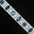 wholesale Metal material: 925 silver gold plated High carbon diamond, royal blue, Art Deco style antique party jewelry for women bracelet-0-4