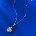 wholesale [925 Silver] Stunning Jewelry New Pear-Shaped Pink Diamond 4*7mm Pendant with Diamond Accents Women's Necklace, INS Elegant and Fresh Style-0-2