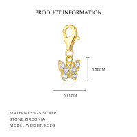 wholesale S925 Sterling Silver Retro European Minimalist Bracelet For Women With Luxury Zircon Heart Pendant-F6227-Golden Single Pendant 925 Silver