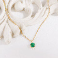 wholesale 10K Gold Japanese Retro Style Emerald Necklace, Versatile for Daily Wear, Wholesale from Jewelry Manufacturer-0-2