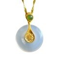 wholesale Gold-plated 925 silver white chalcedony pendant with certificate, character inlaid with agate and jade, women's necklace-0-4